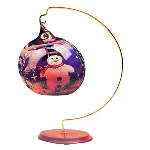 VTG Glass TEA LIGHT CANDLE HOLDER + Wood Brass Ornament HANGER Snowman Globe BOX